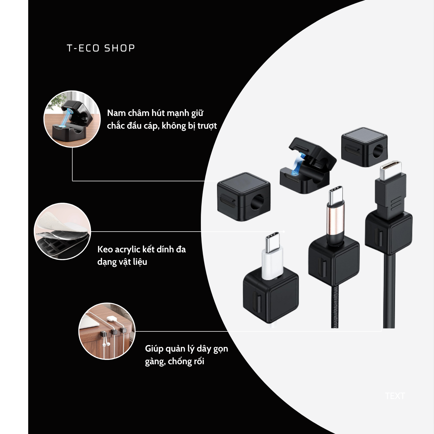 T-ECO SHOP | Kẹp Giữ Dây Sạc – Cố Định Dây, Chống Rối, Gọn Gàng Bàn Làm Việc_thumbnail_5