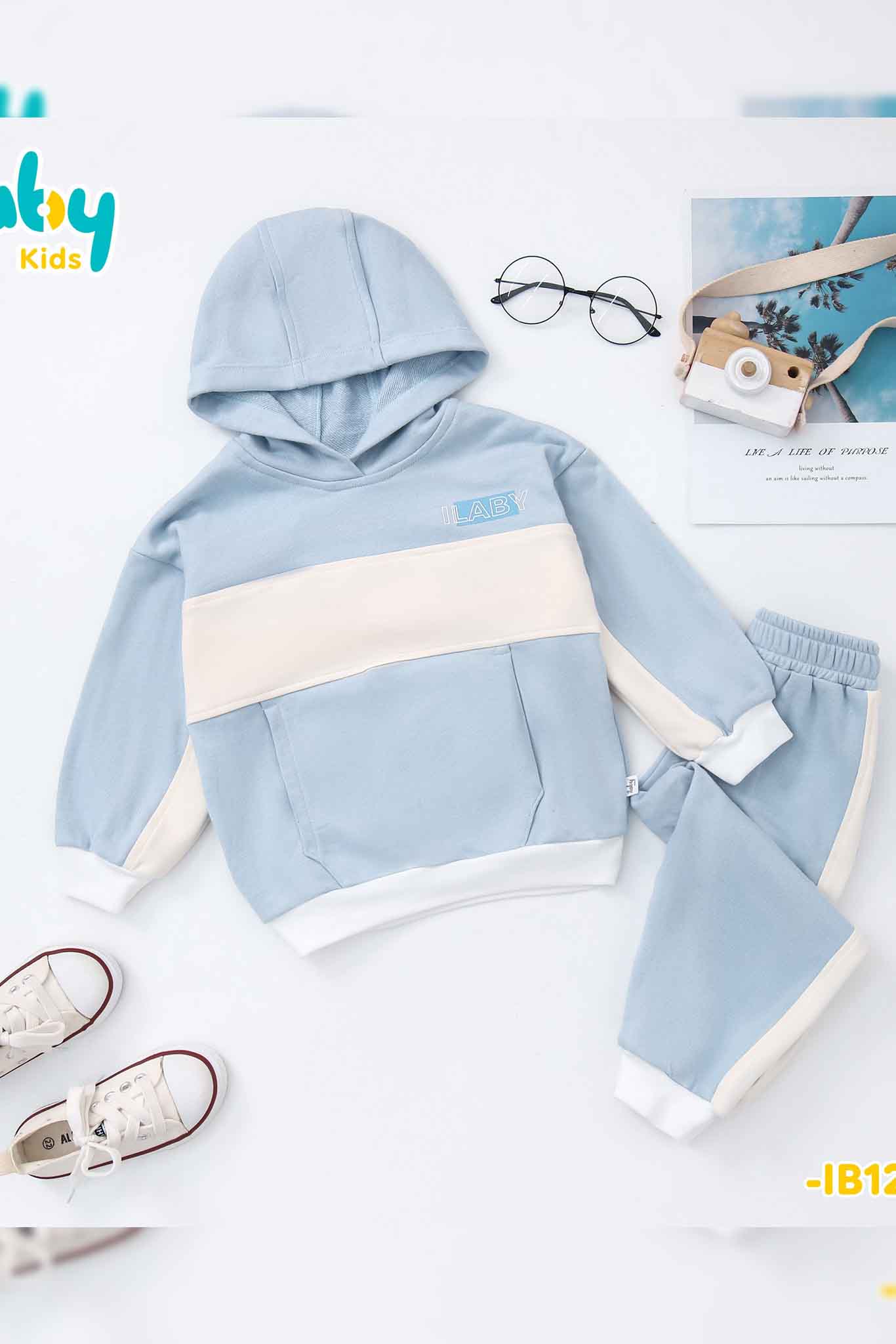 [ Outfit thu đông ]Bộ nỉ bé trai phối màu in ILABY_thumbnail_2