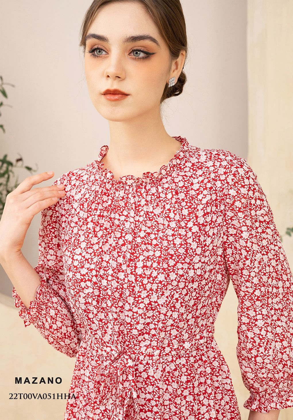 Đầm hồng rút dây chân nhún tầng_thumbnail_2