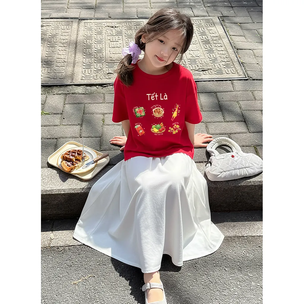 Áo thun kid Tết 2026 Kado vải cotton co giãn thoáng mát thoải mái cho bé cổ tròn in mix 2920_thumbnail_5