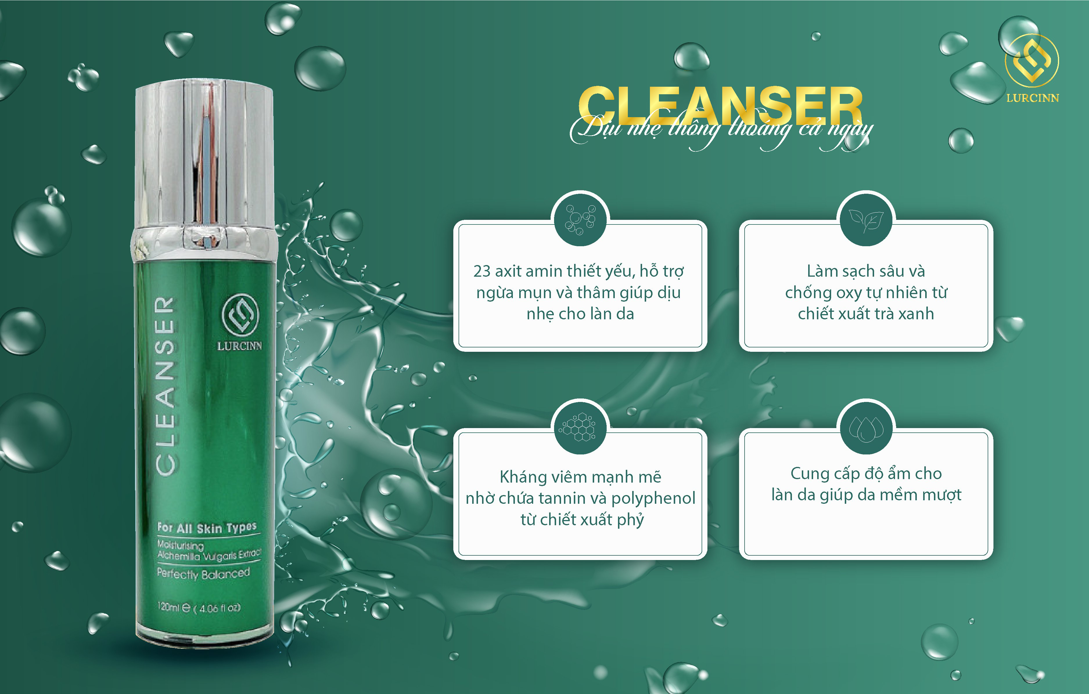 Sữa Rửa Mặt Lurcinn Gentle Cleanser Làm Sạch Sâu Salon 500ml_thumbnail_3