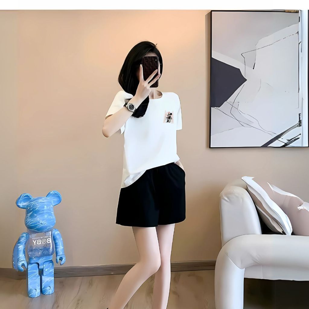 Đồ bộ nữ mùa hè gồm áo thun form rộng và quần đùi cotton - Set đồ nữ thời trang -  LOZA G0288_thumbnail_5
