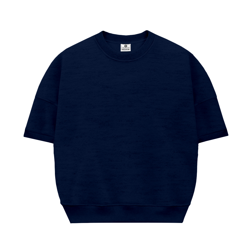 Áo sweater trơn tay ngắn form boxy ST00051 Miucho cổ tròn vải nỉ 2 da_thumbnail_11