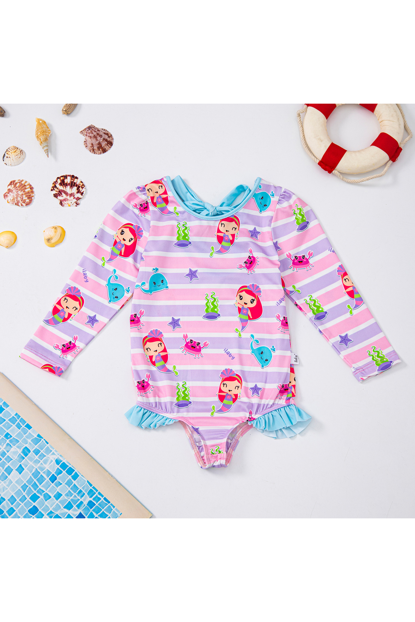 Bộ bơi liền bé gái cutout buộc nơ sau lưng_thumbnail_5