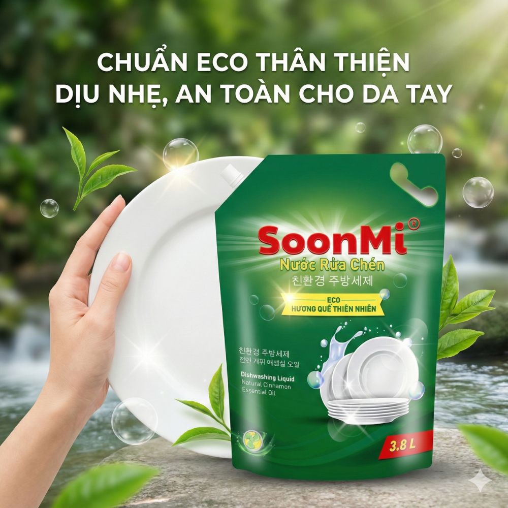 1 Thùng 3 túi nước rửa chén hương quế Soonmi 3.8L_thumbnail_6