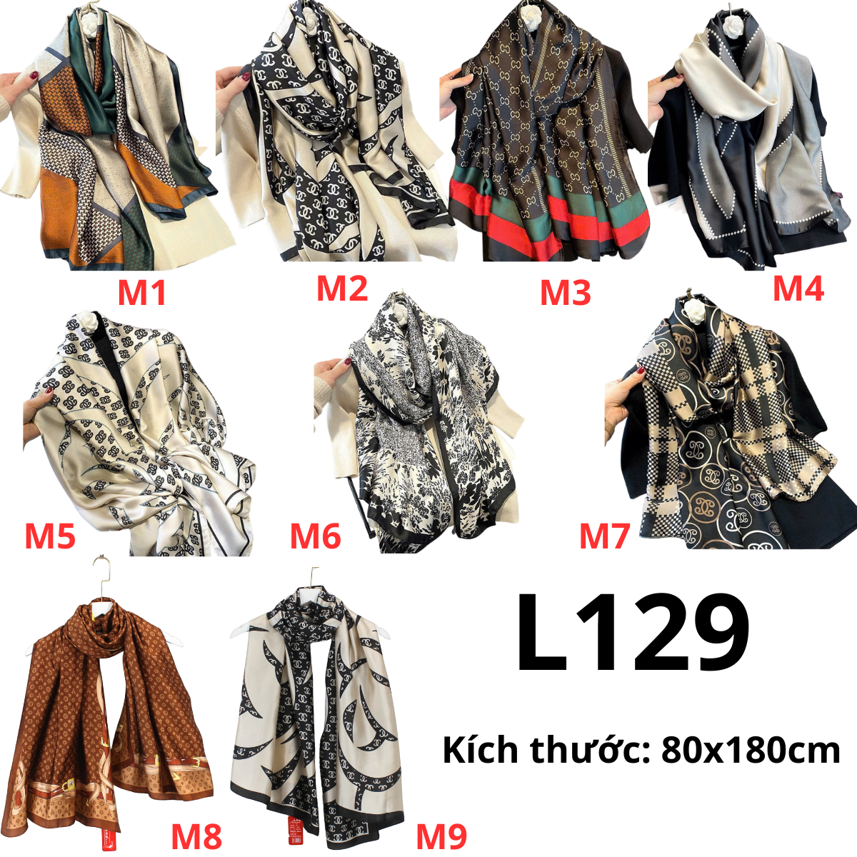 L129 - Khăn lụa 80x180cm