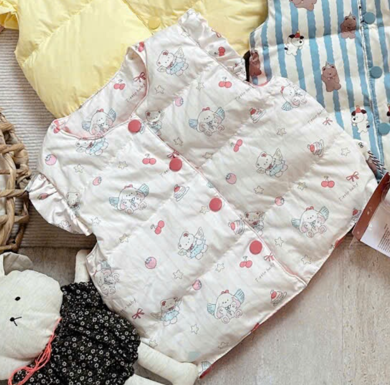 (M141) Áo khoác gile lông vũ họa tiết kitty