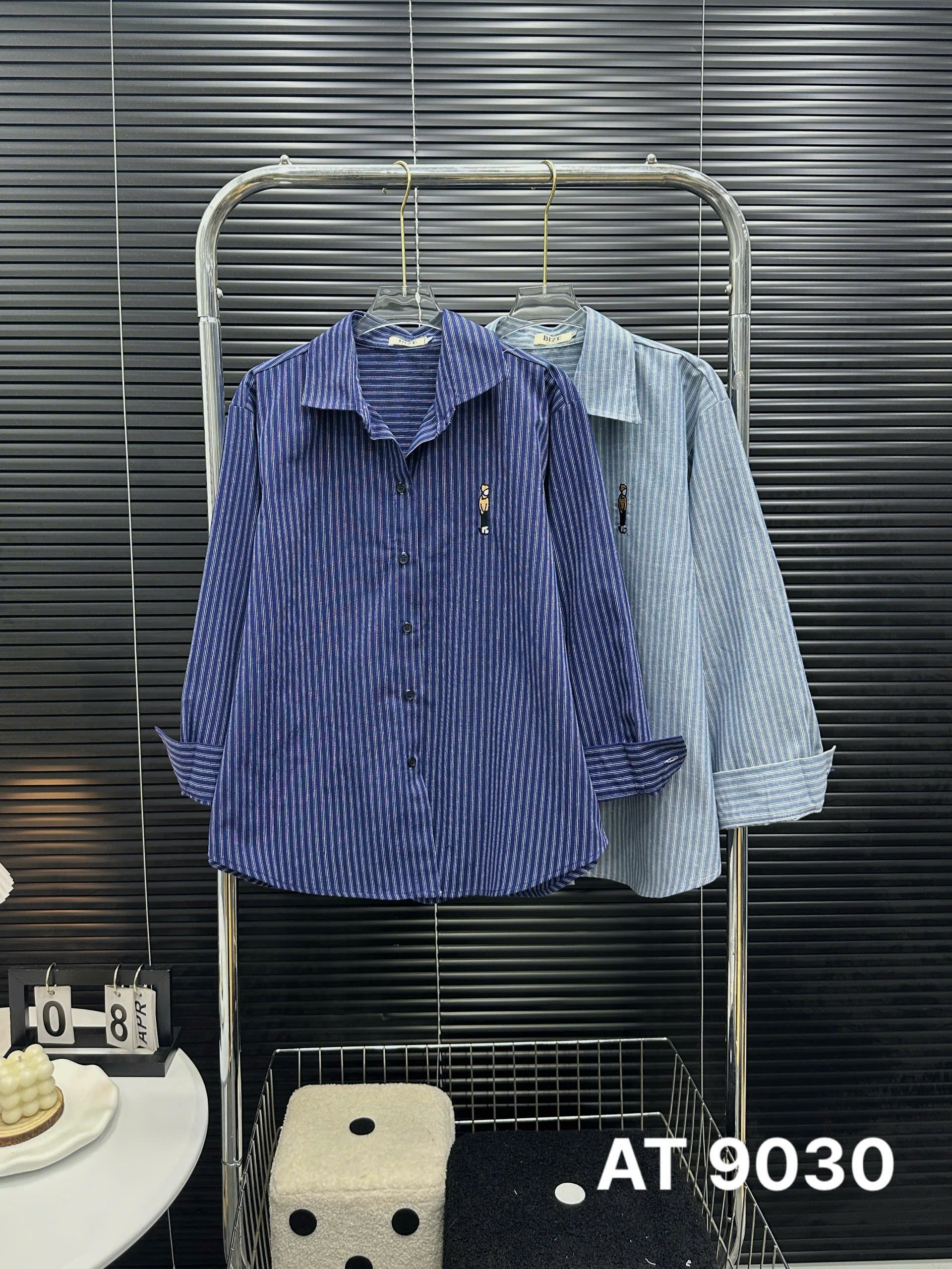 Áo sơ mi tay dài thêu bigsize AT9030 dành cho nàng béo mập từ 55-90kg