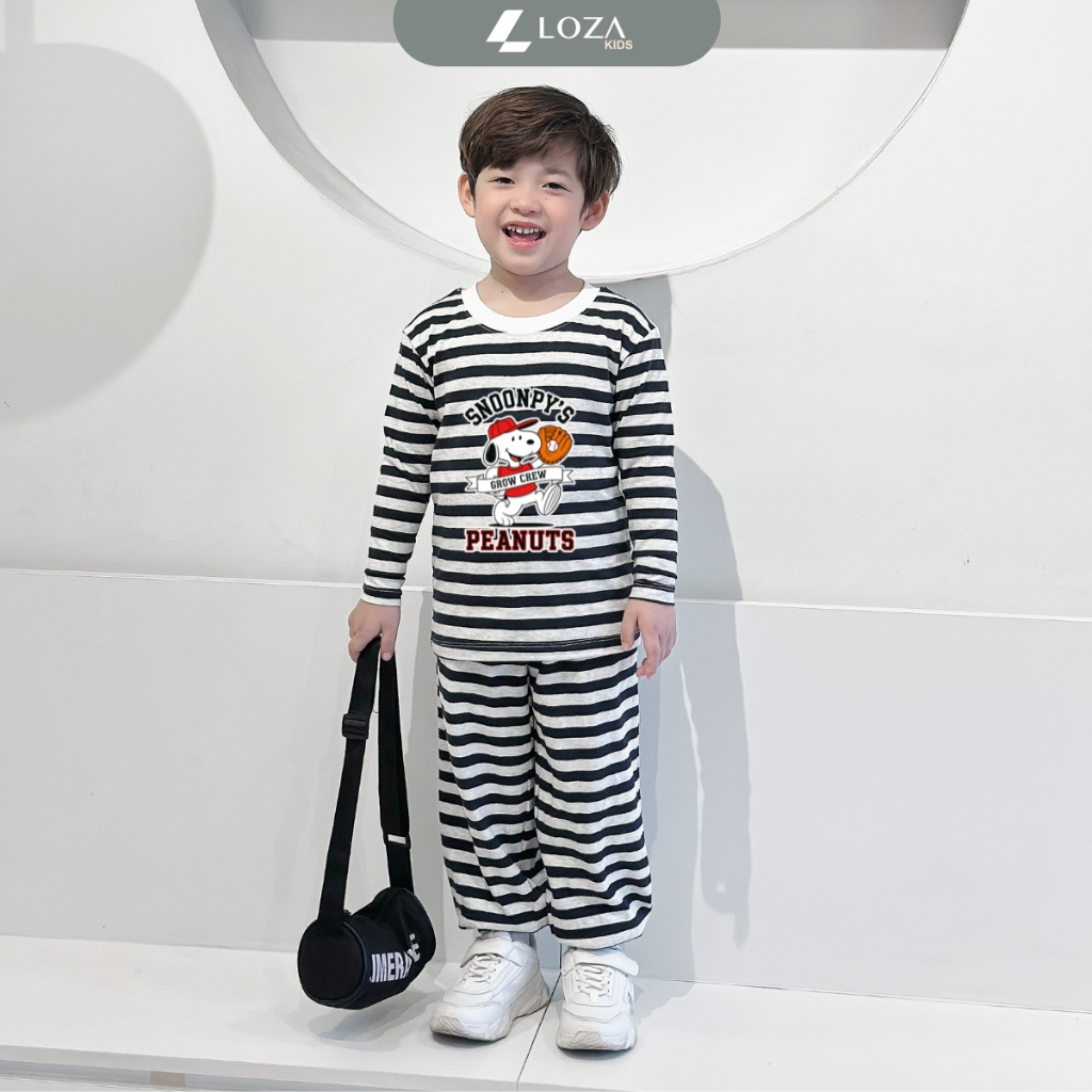 Bộ Thu - Đông kẻ bé trai in hình Snoopy Peanuts - Loza Kids TK551_thumbnail_9