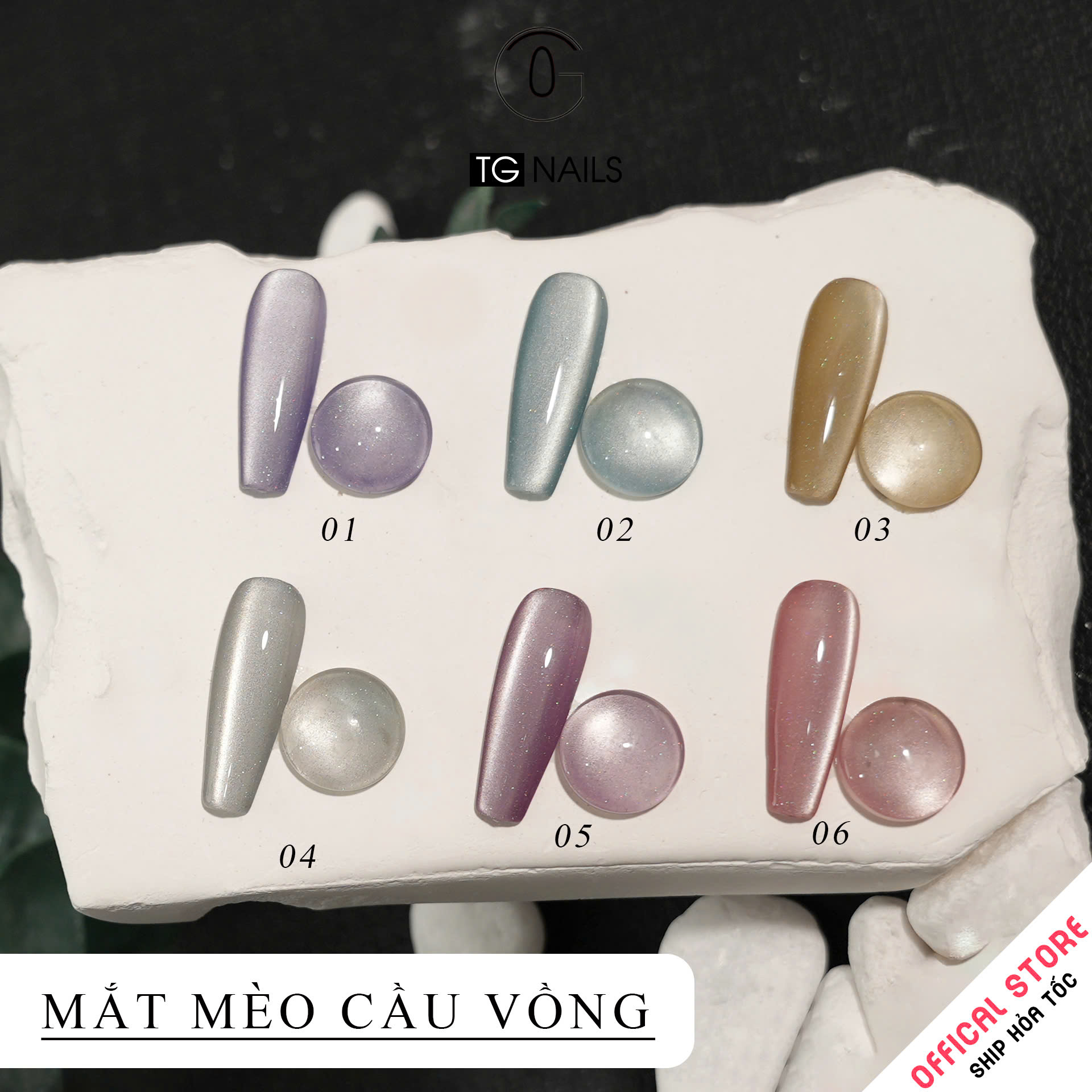 CB 6 màu sơn gel TG nail mắt mèo cầu vồng