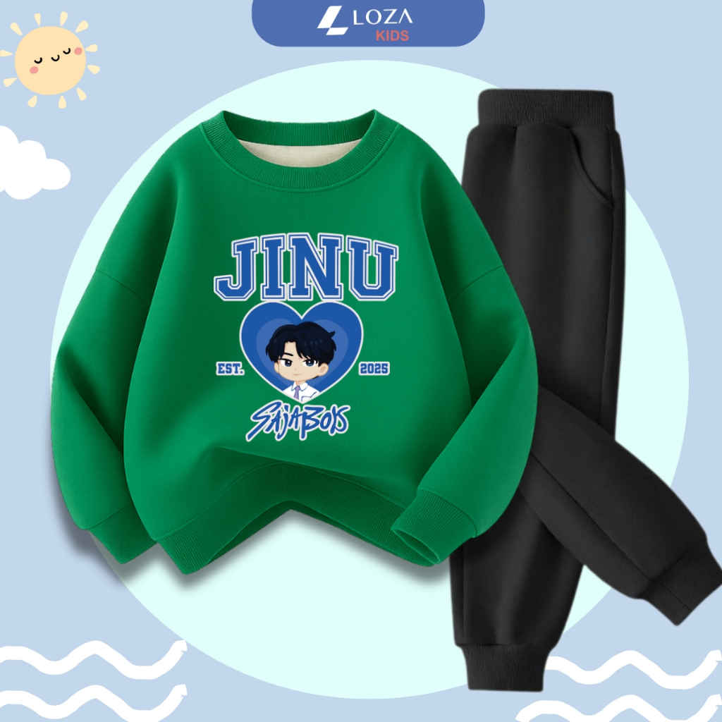 Set bộ nỉ bé trai in hình Jinu Sajaboys - Loza Kids BI548