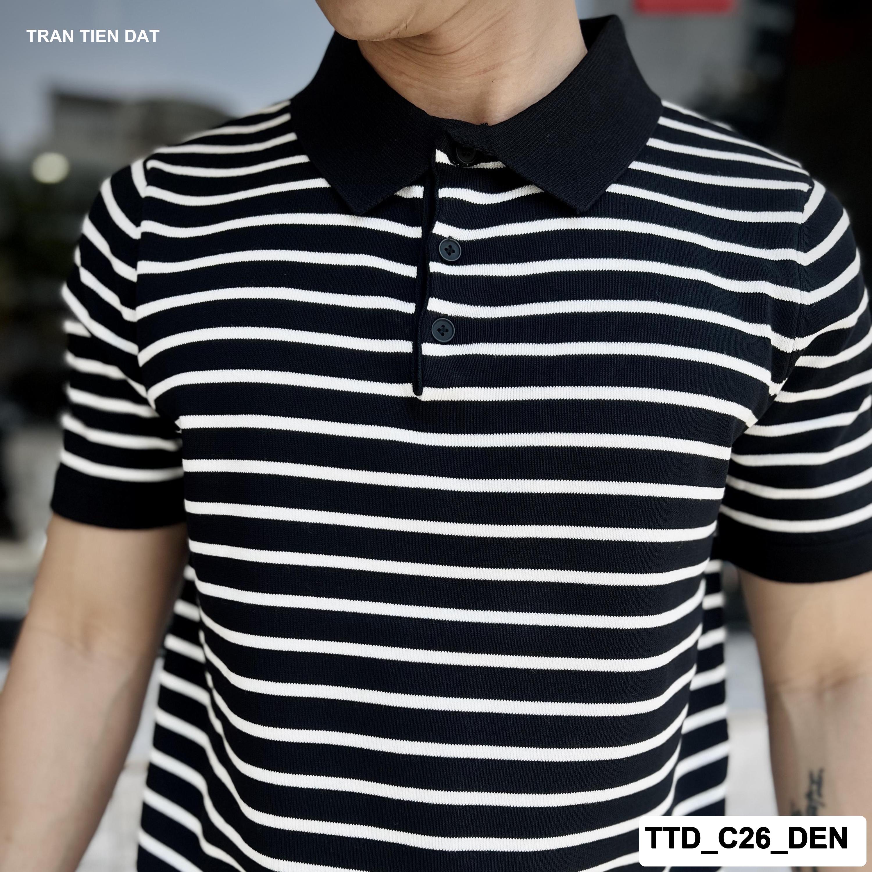 TTD_C26 - Áo polo dệt kim 1 sọc  cho nam C26