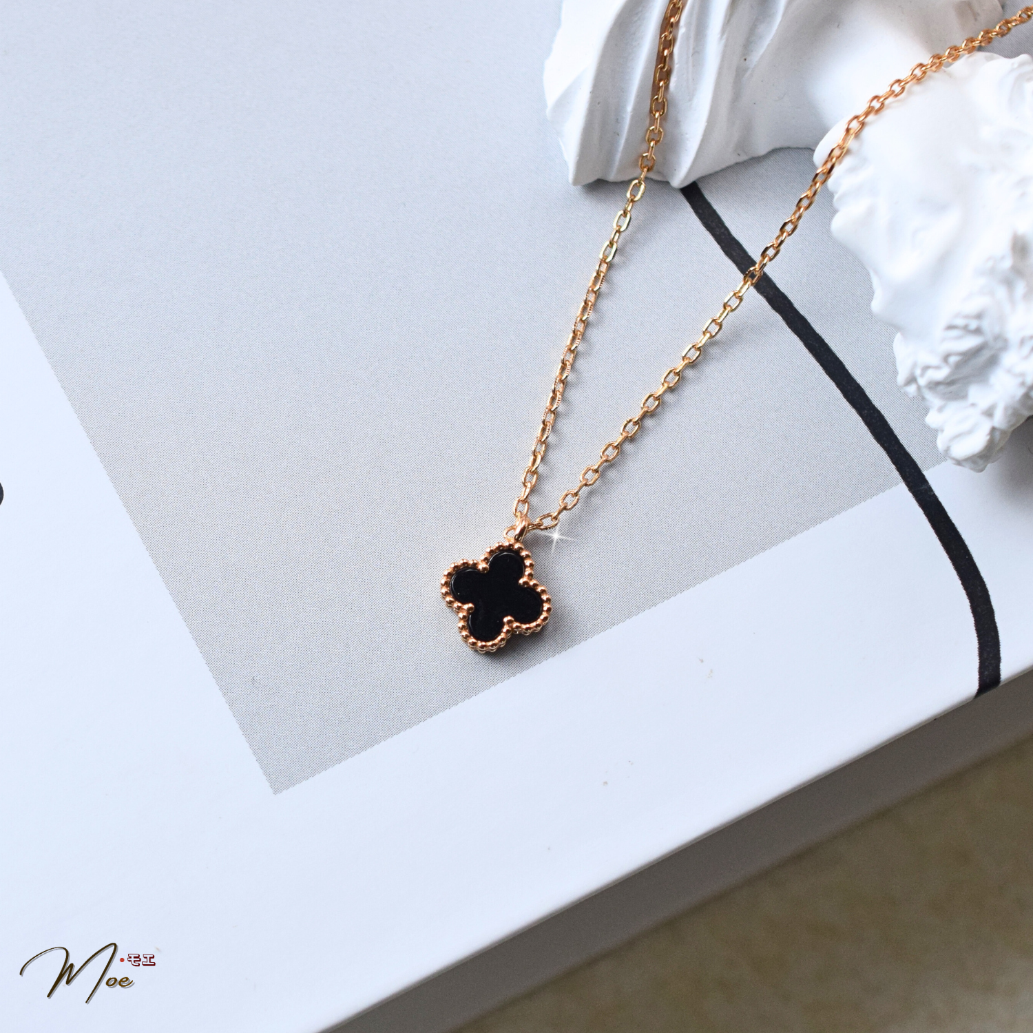 VD3 - VCA Dây chuyền đen 9mm xi vàng hồng_thumbnail_1