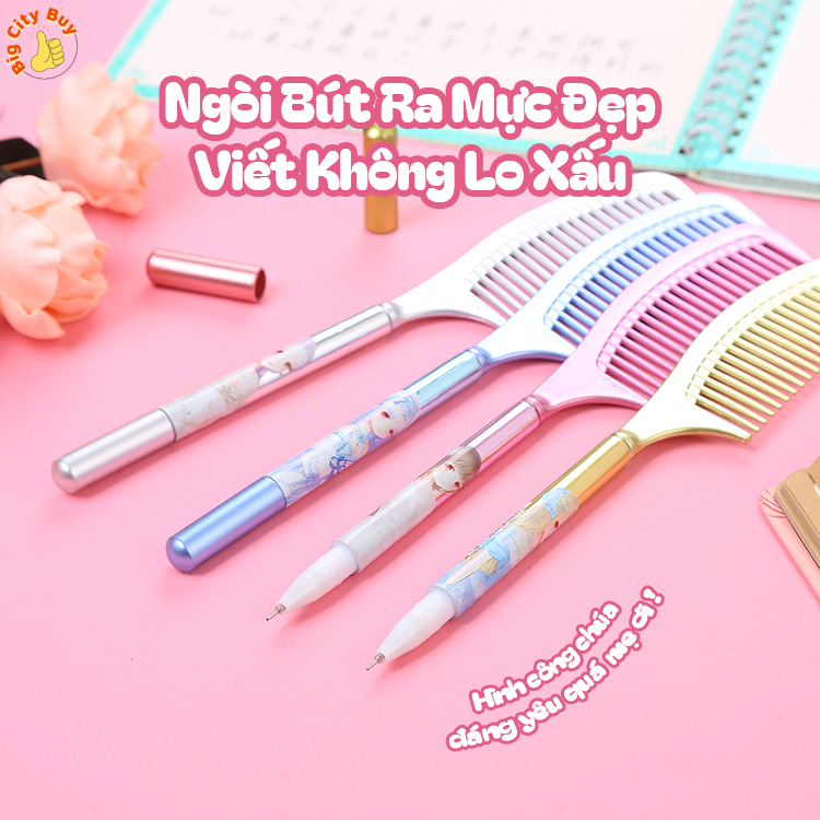 [RẺ VÔ ĐỊCH] Bút Bi Kết Hợp Lược Họa Tiết Công Chúa Chải Tóc Siêu Dễ Thương - Bút Bi Mực Đen_thumbnail_1