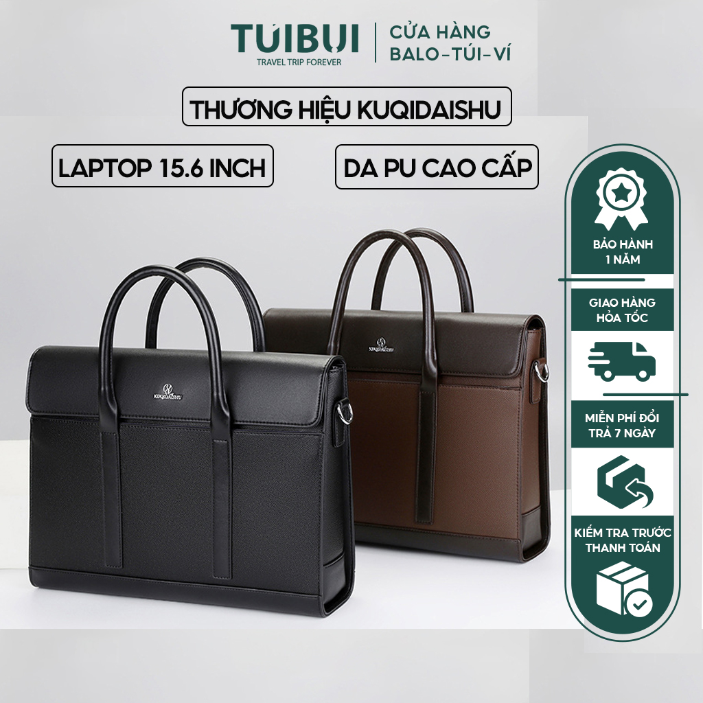 Cặp da nam công sở  văn phòng giám đốc thương hiệu KUQIDAISHU  đựng  máy tính laptop giấy tờ tài liệu A4 da PU chống nước trầy xước_thumbnail_11