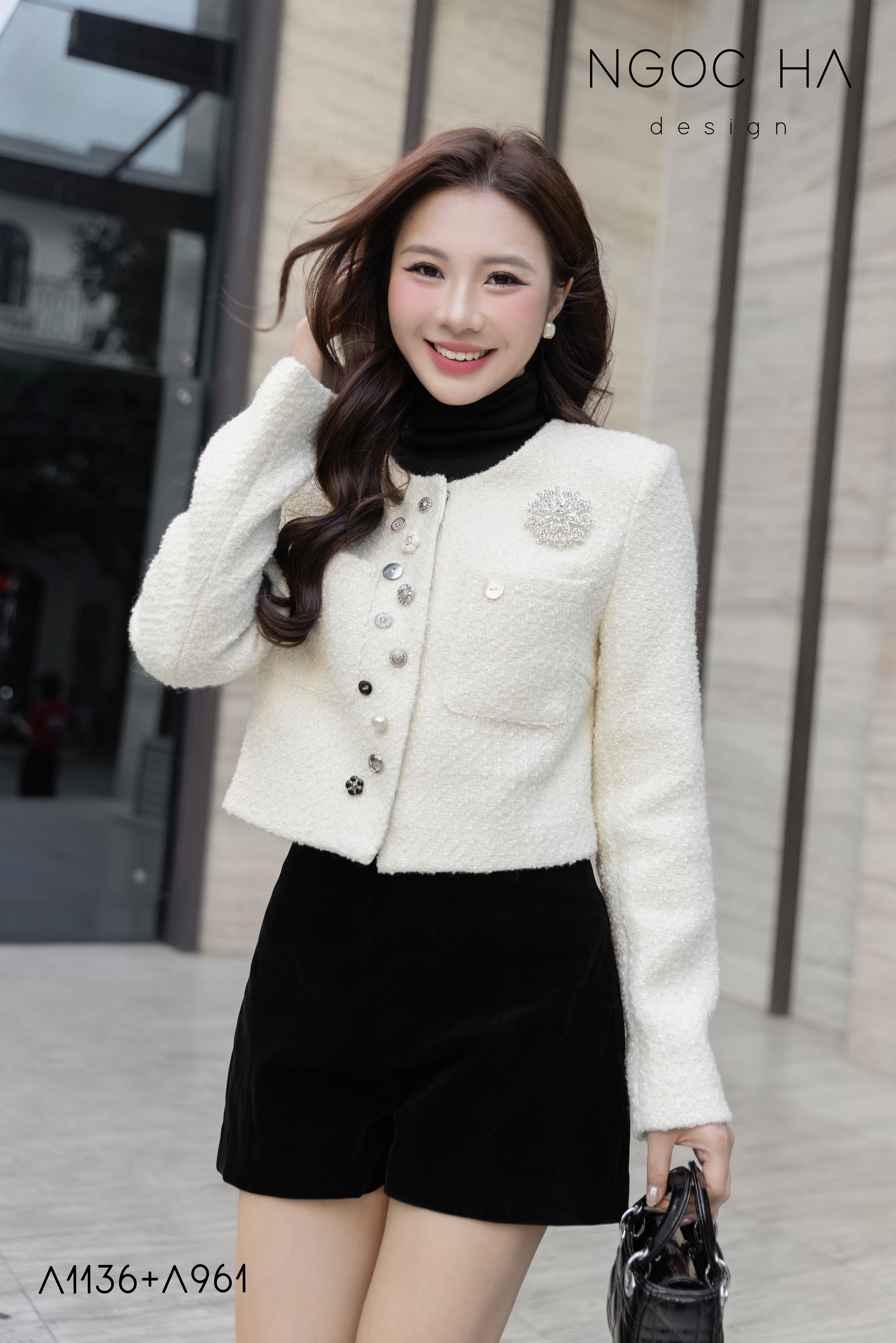 Milan Top_ Áo Tweed Nhiều Cúc Màu Kem A1136_thumbnail_2