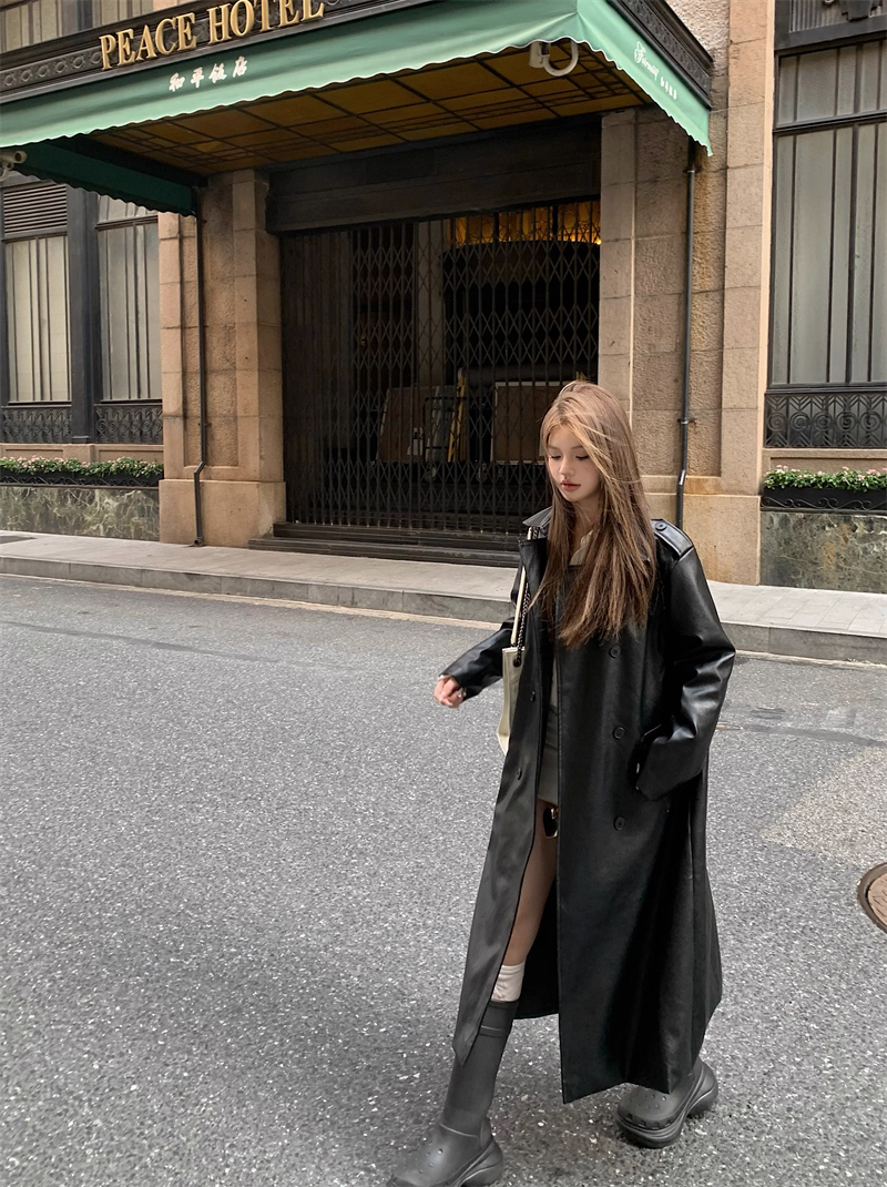 Áo Khoác Da Bóng Nữ Thắt Eo Sang Trọng_thumbnail_2