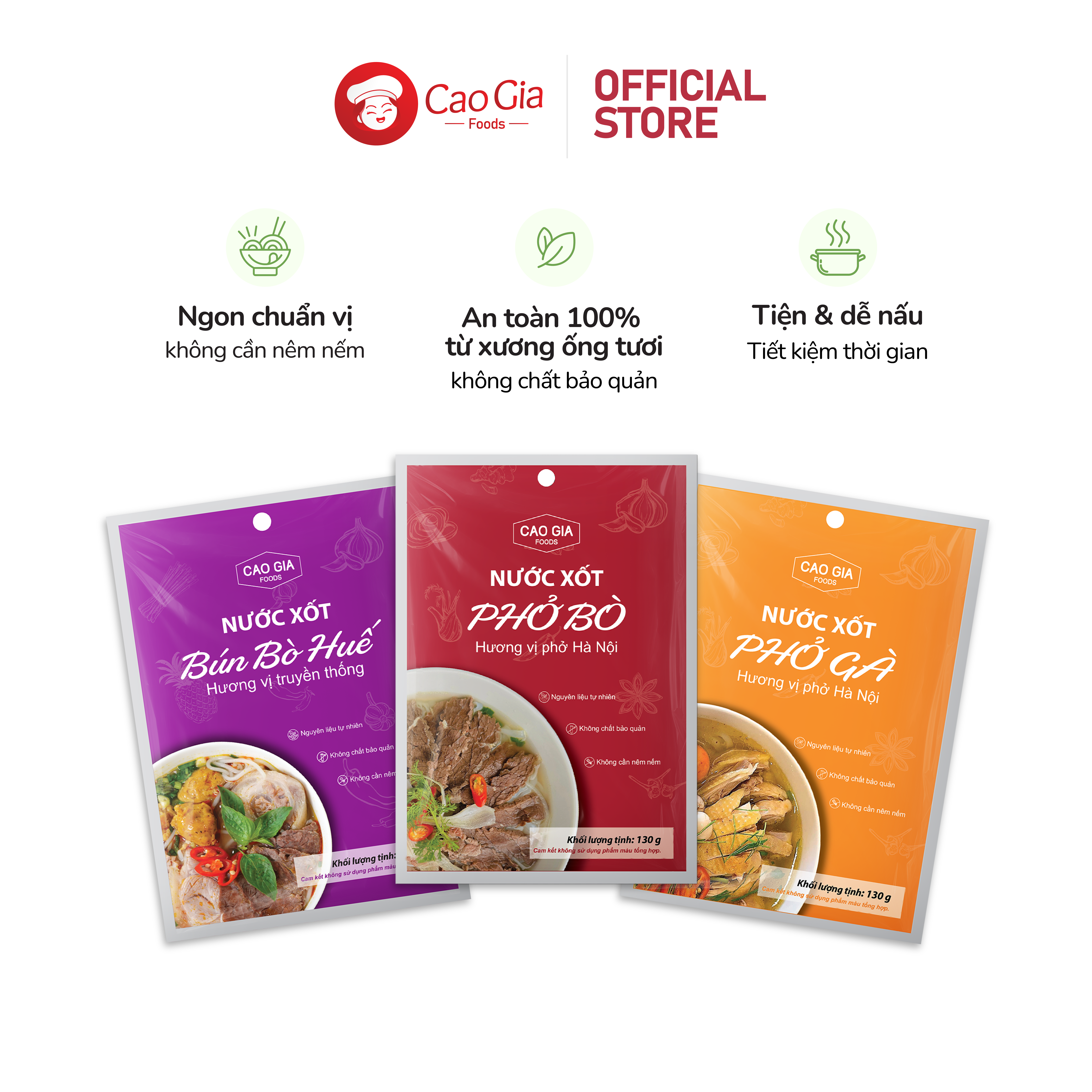 Combo 1 phở bò - 1 phở gà - 1 bún bò huế