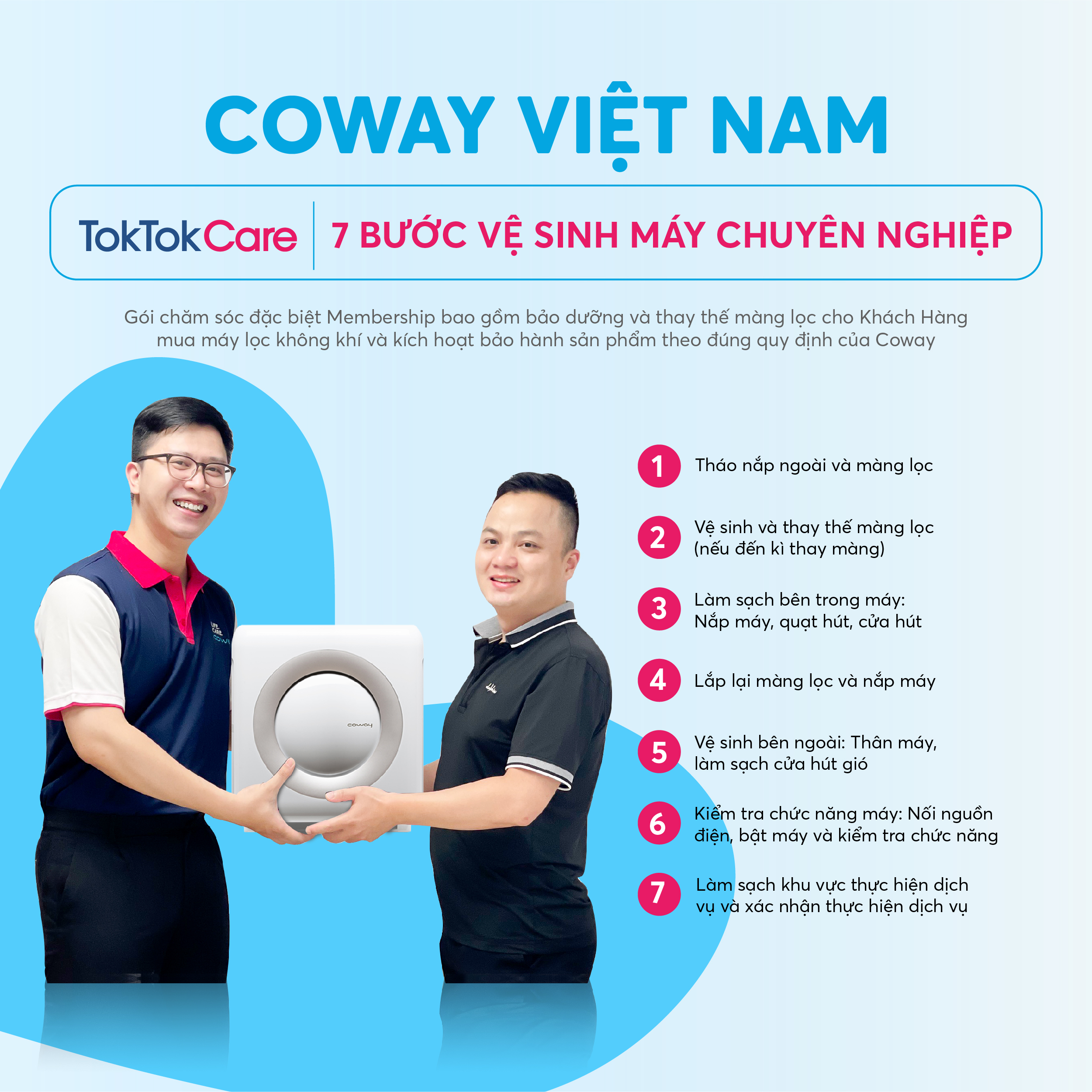 [AP-1512HH] – Coway – Toktokcare Service – Gói bảo dưỡng và chăm sóc máy lọc không khí Coway 1 năm tại nhà