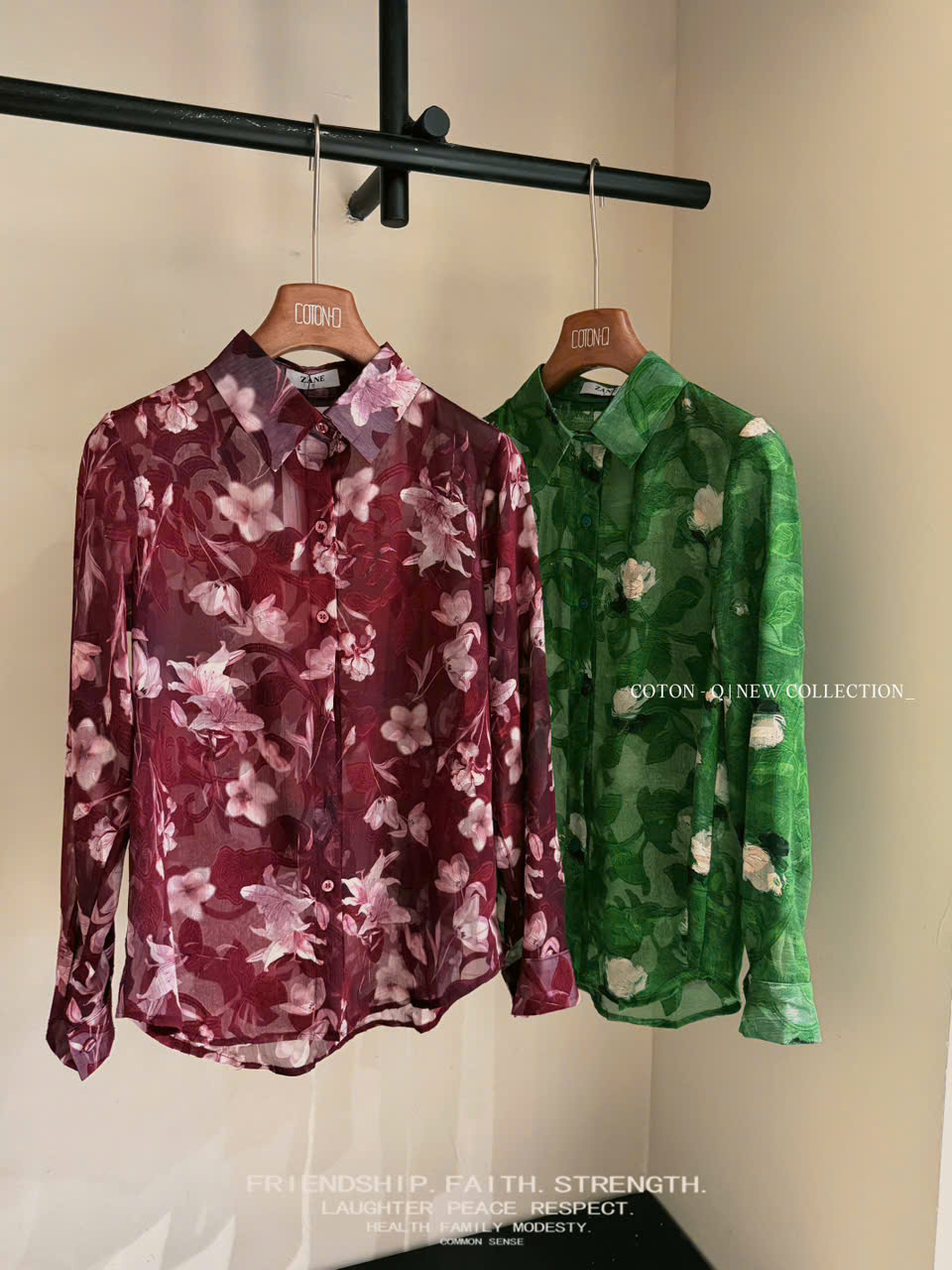 HA161 - Áo somi họa tiết 2 màu ( XANH )