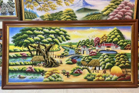 Tranh đá quý cây đa bến nước TUYỆT ĐẸP_thumbnail_4