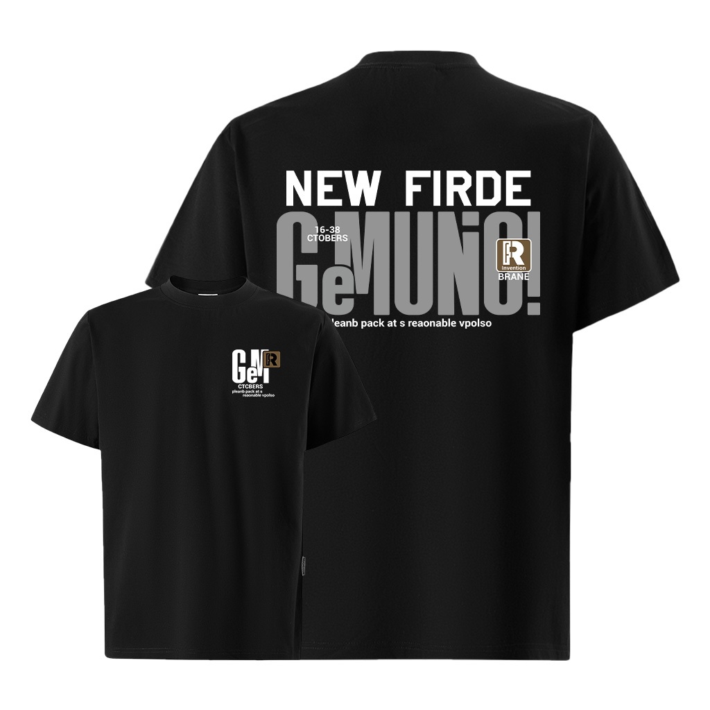 Áo thun nam form rộng ATD322 Miucho Iconic cotton cổ tròn in typography_thumbnail_0