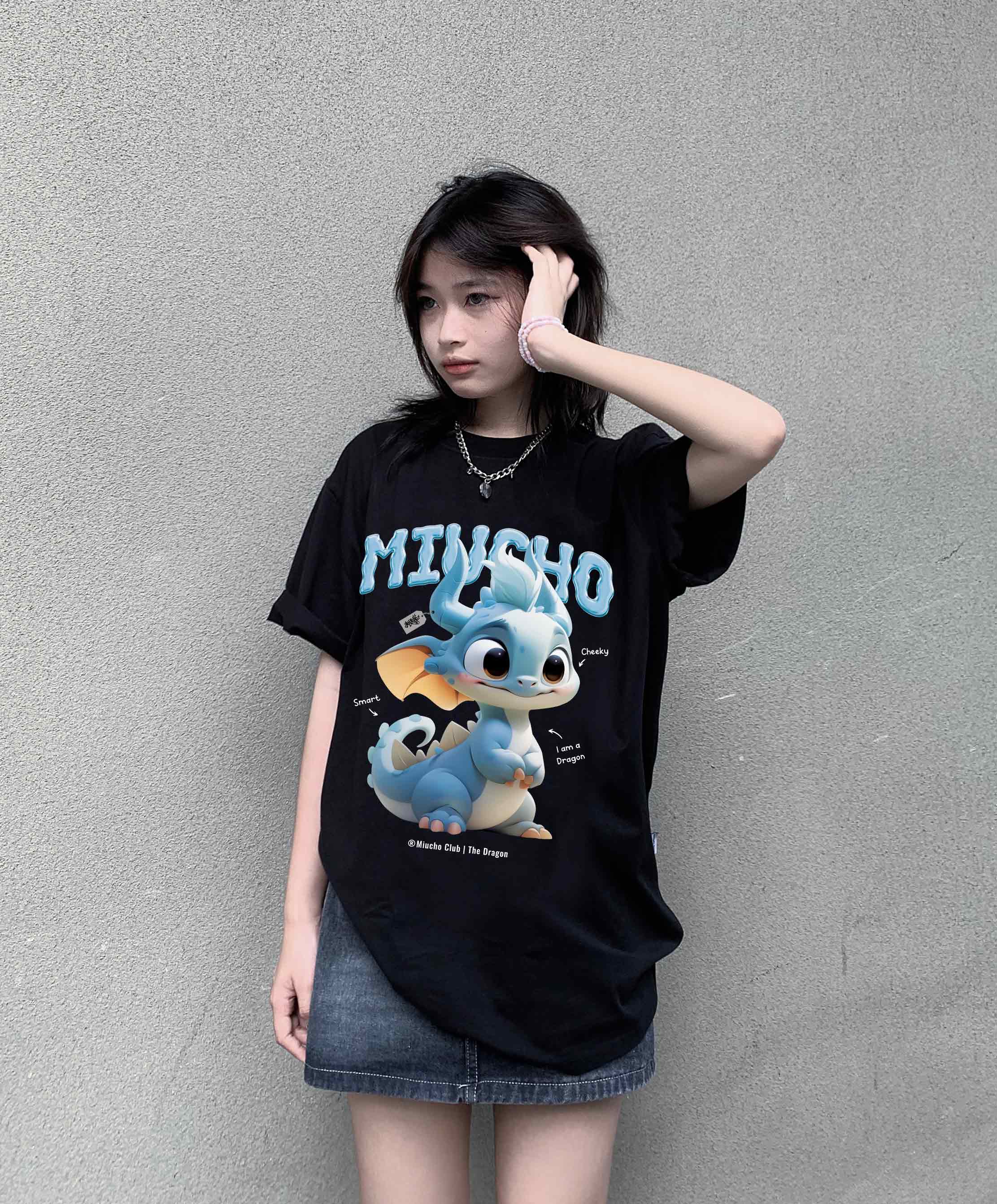 Áo thun form rộng 12 con giáp tuổi Thìn ATD1241 Miucho tay ngắn cổ tròn in mix_thumbnail_6