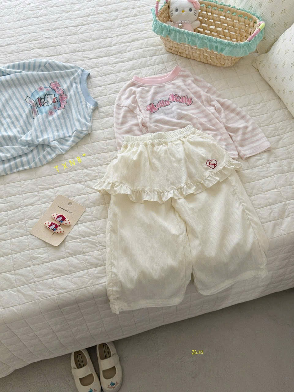 A39 - Quần thô trắng lưng chun bèo tầng hãng TXNB (Sz90-130)