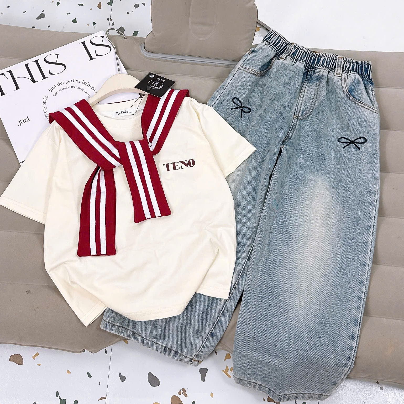 [M79] Set jeans TENO kèm khăn