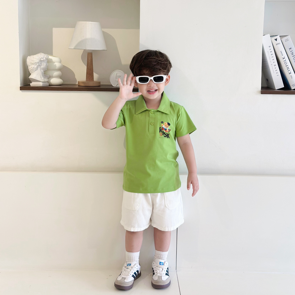 Áo polo bé trai in hình 'Gấu RISK' -Loza Kids PL3187