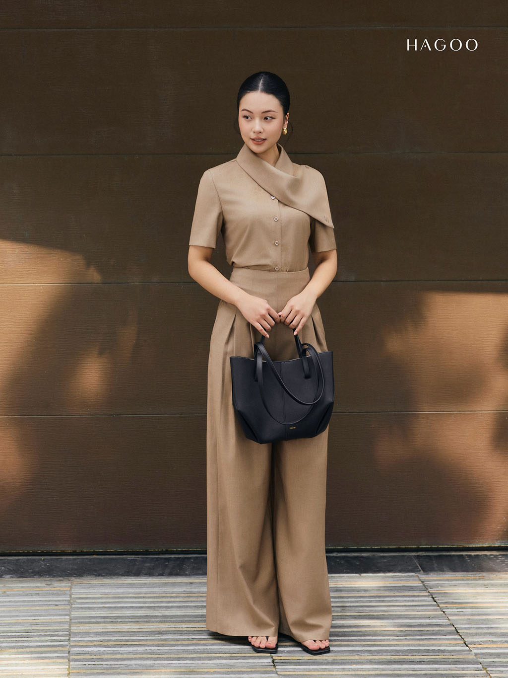 Set áo sơ mi vạt cổ quần suông HAGOO_thumbnail_5