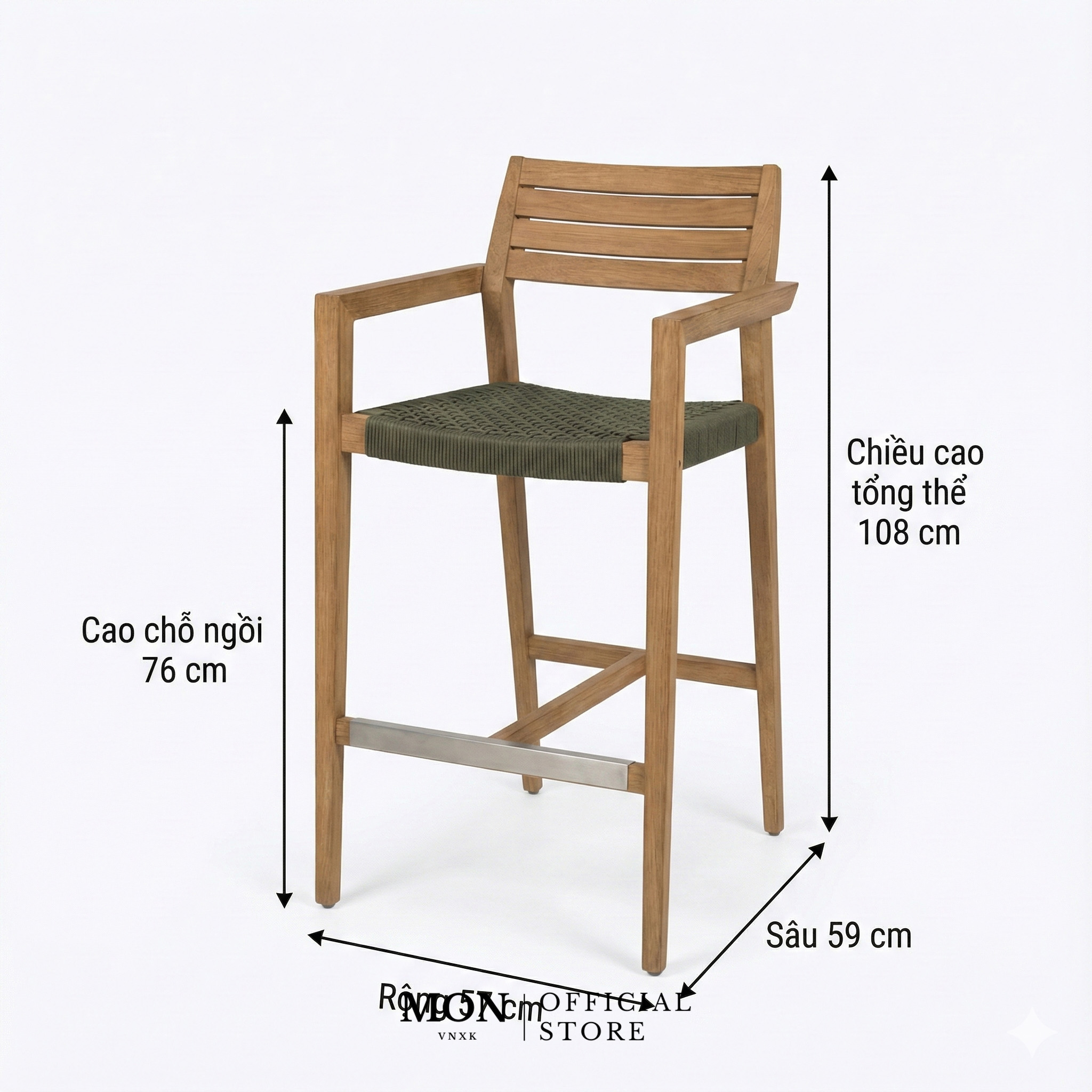 GHẾ BAR CAO KAVE HOME TESS BARSTOOL HEIGHT 76 CM