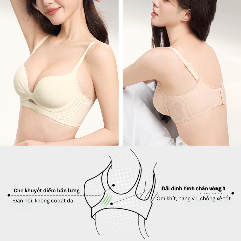 Vikam store [Mã B71] Áo Ngực Nữ Su Đúc Mềm Mại Cao Cấp Áo Lót Nữ Mút 2Cm Nâng Dẩy Không Gọng Vikam Size 34-38 Màu Đen Trắng Hồng_thumbnail_2
