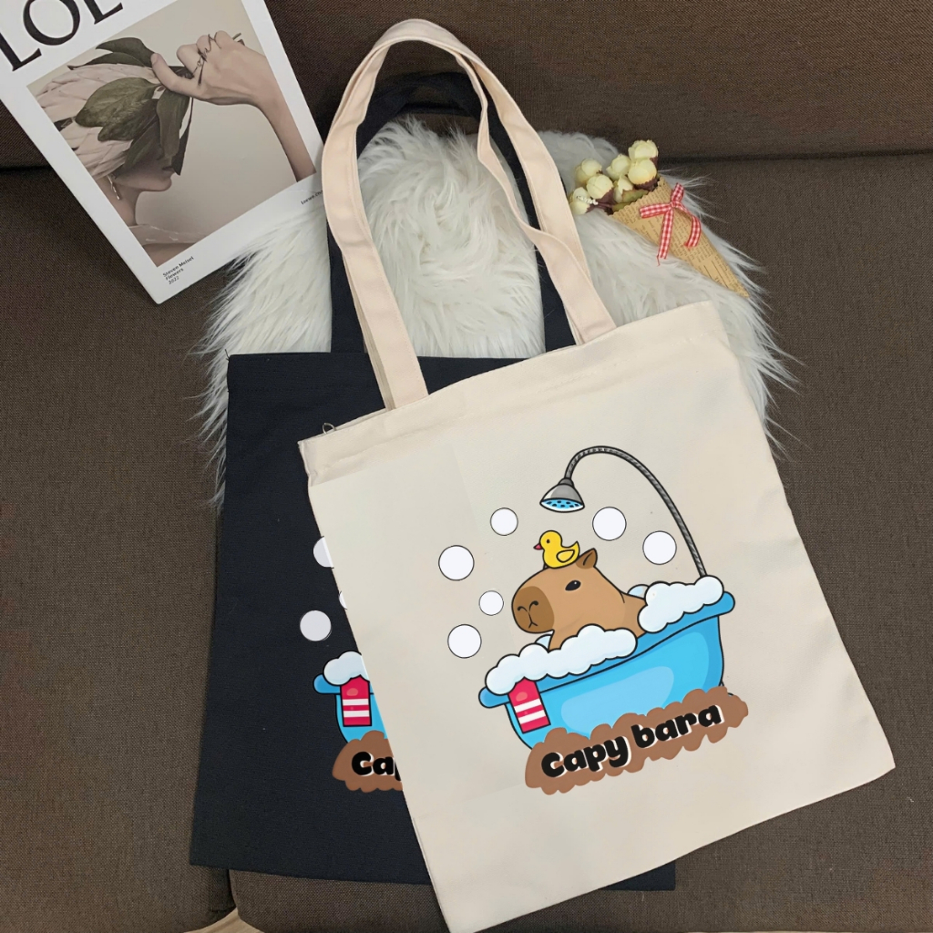 Túi tote in hình Capybara Cute - Túi vải canvas kích thước 33x37cm đựng vừa A4  và laptop - TOTE10_thumbnail_18