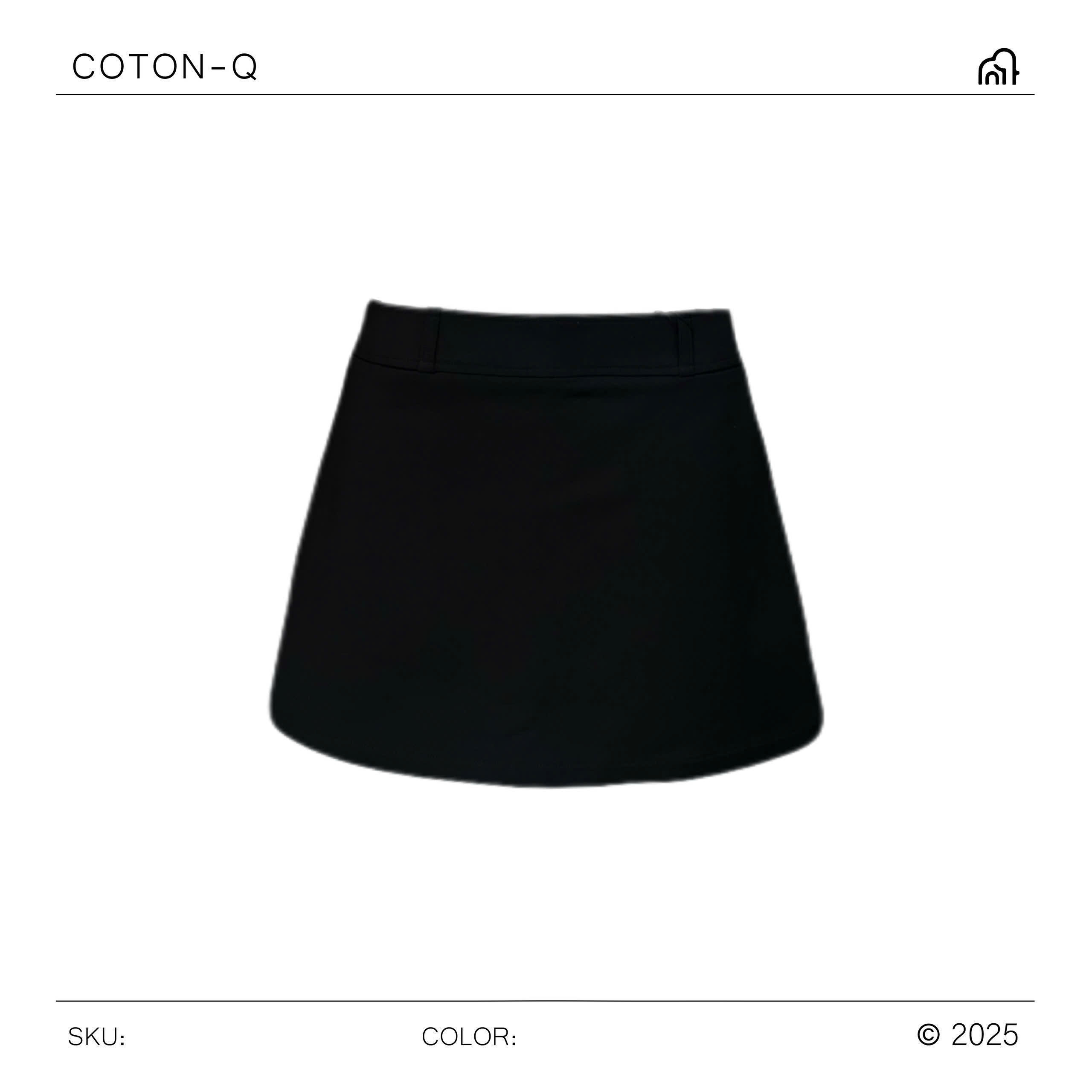 TS5 Chân váy ngắn Coton Q có quần trong ( ĐEN )