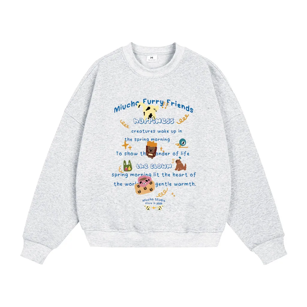 Áo Sweater boxy nam nữ Miucho vải nỉ 2 da thoáng mát thoải mái hoạt hình in mix 2842_thumbnail_0