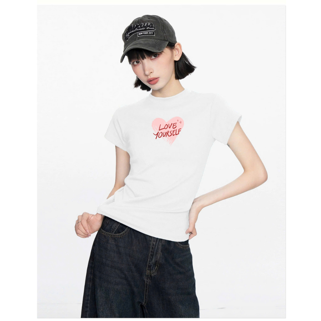 Áo Baby tee nữ trái tim chất cotton - Áo phông Baby tee nữ LOZA ET8236_thumbnail_1