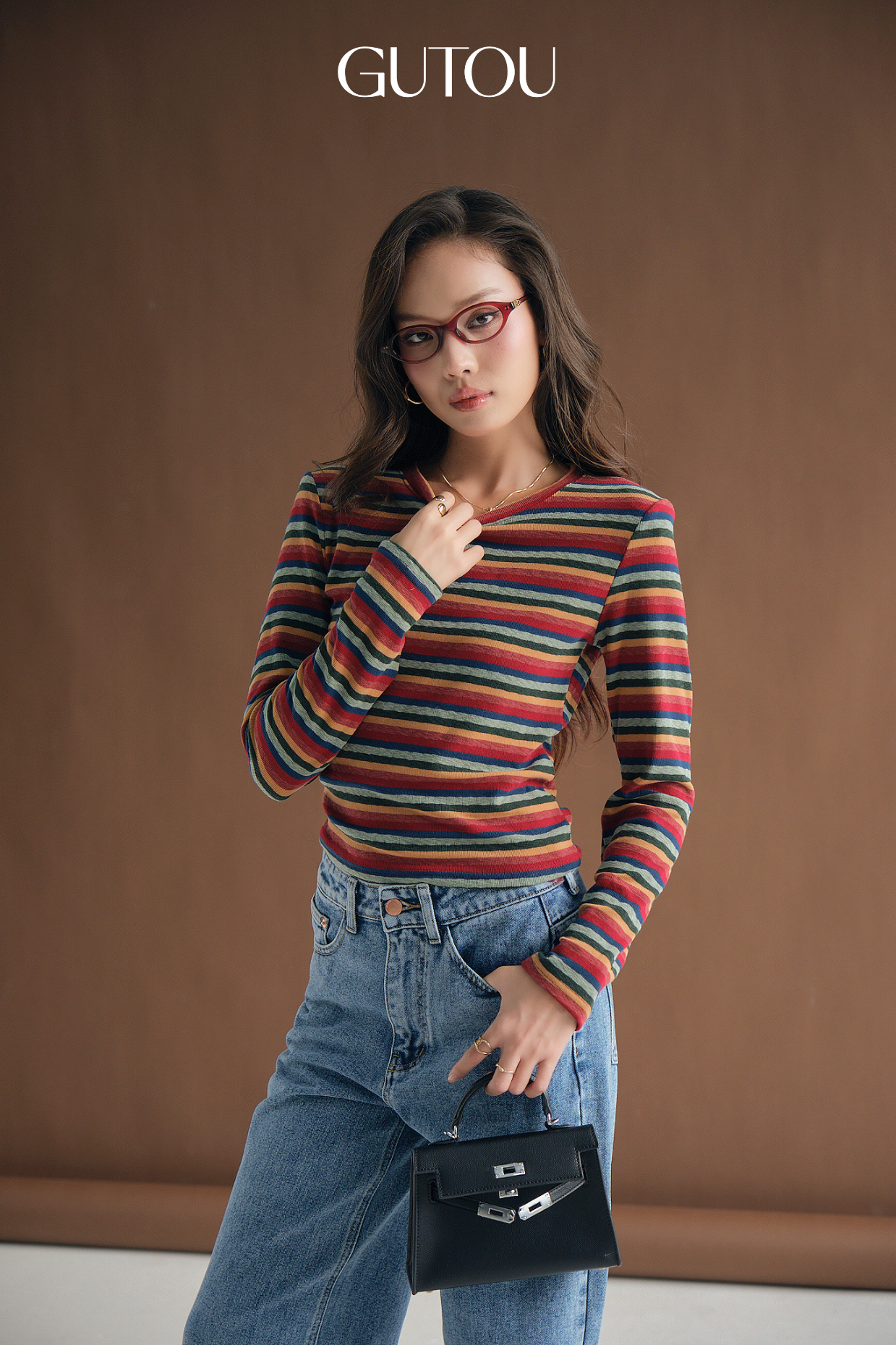 [ GUTOU ] Áo Thun Dài Tay Echo Stripe Top_thumbnail_6