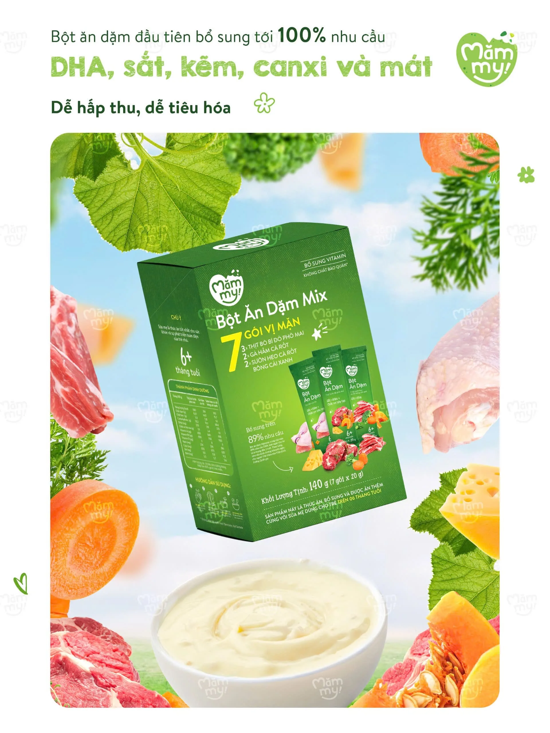 Bột làm bánh Nướng Mammy vị vani, cacao 160g