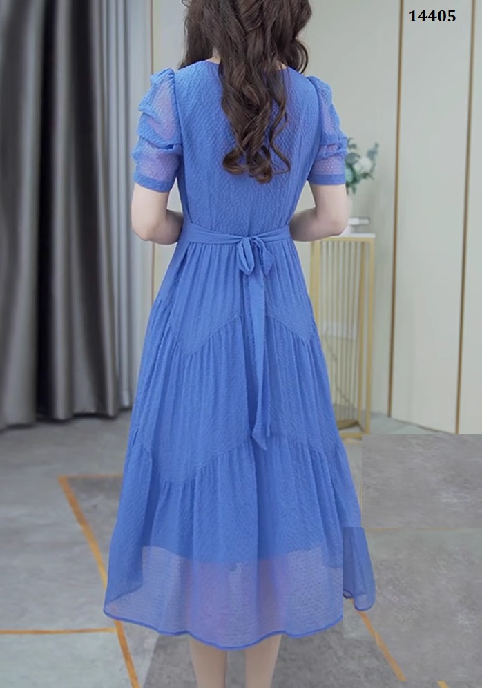 14405-Đầm xanh tay nhún, tà viền dợn sóng  (voan tơ  xước,lót)_thumbnail_3