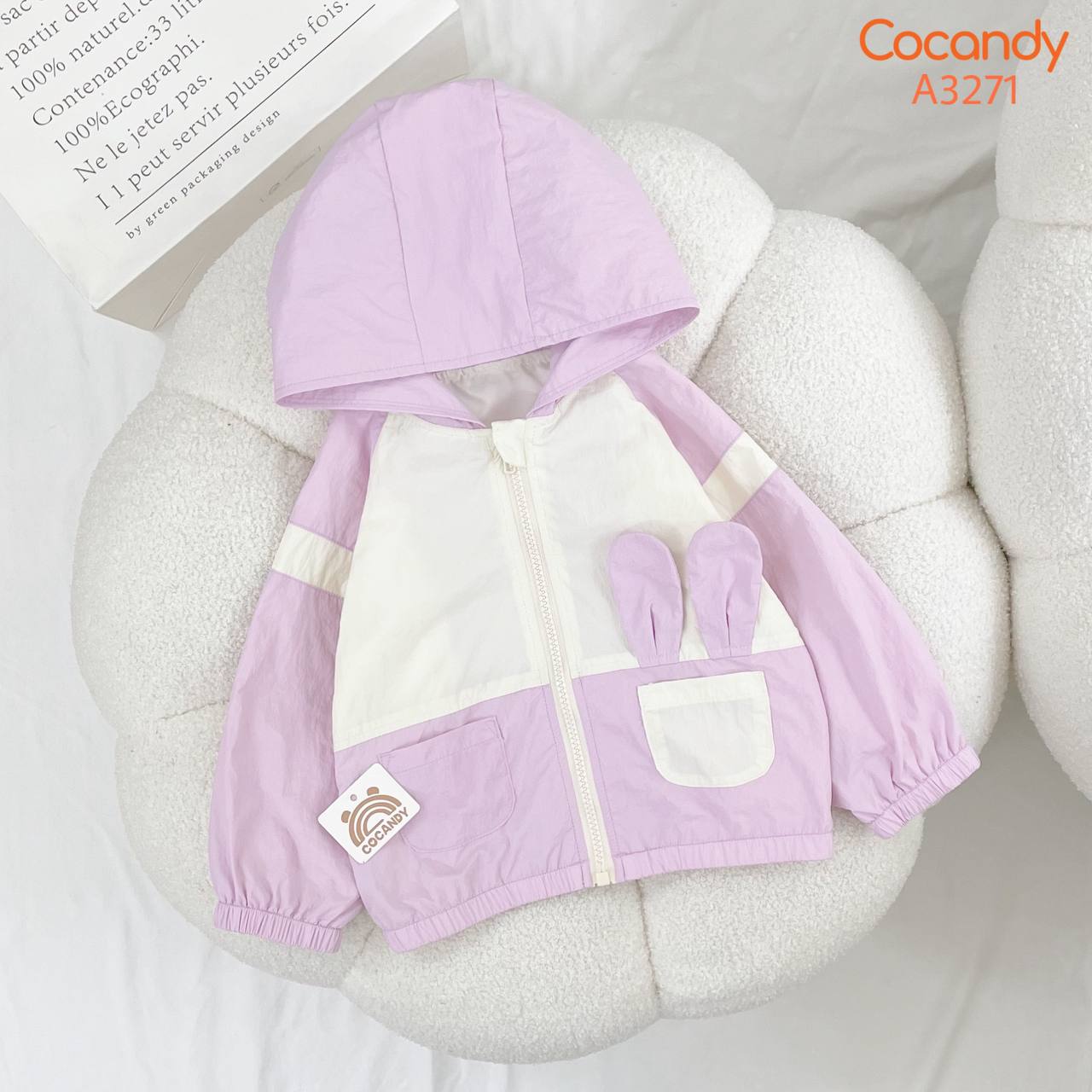 Áo khoác gió TÍM phối BE tai thỏ_thumbnail_0