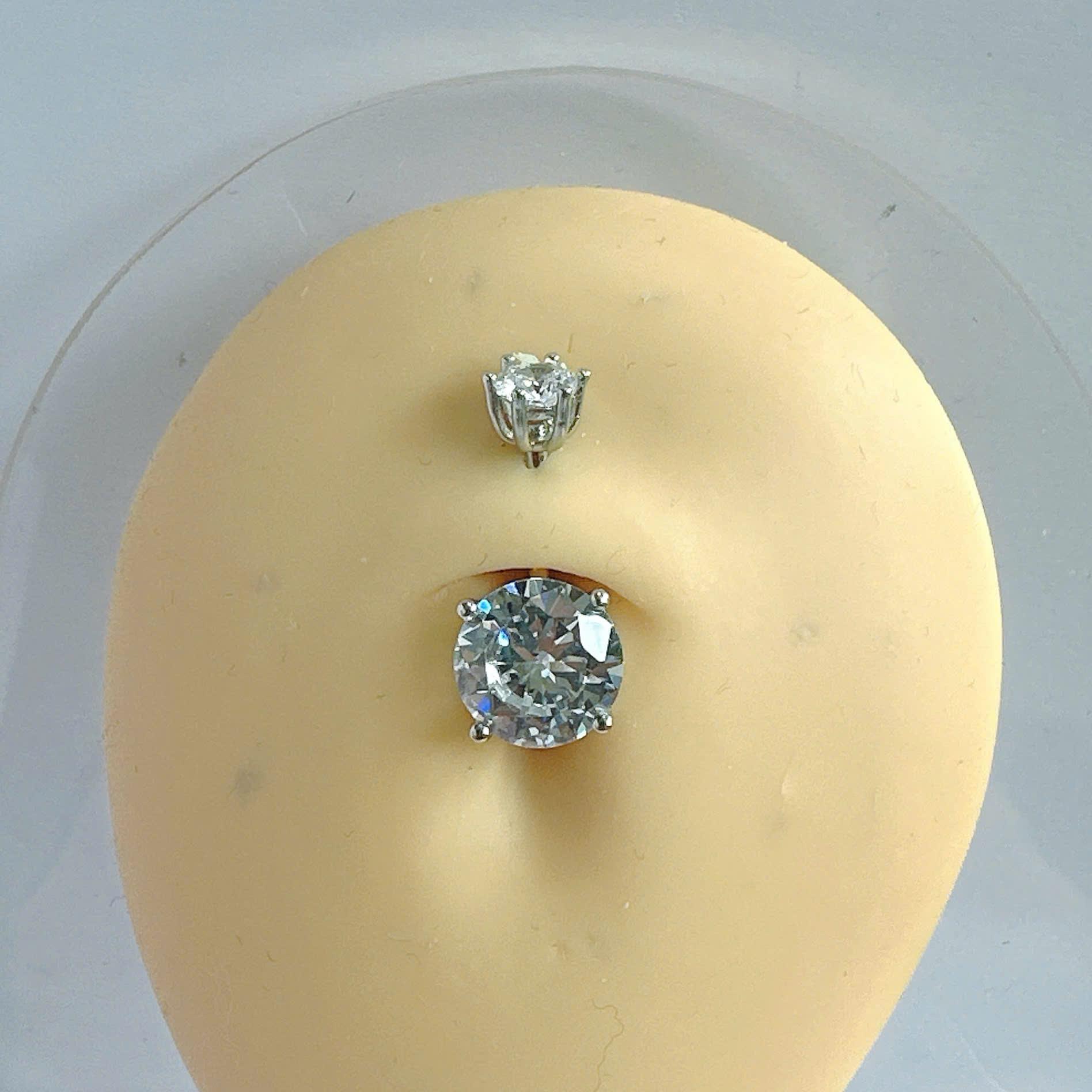 Rốn bạc 2 đầu đá xi bạch kim