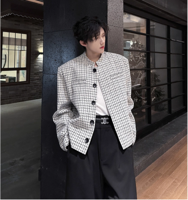 Áo Khoác Dáng Lửng Caro Unisex – Phong Cách Street Chic