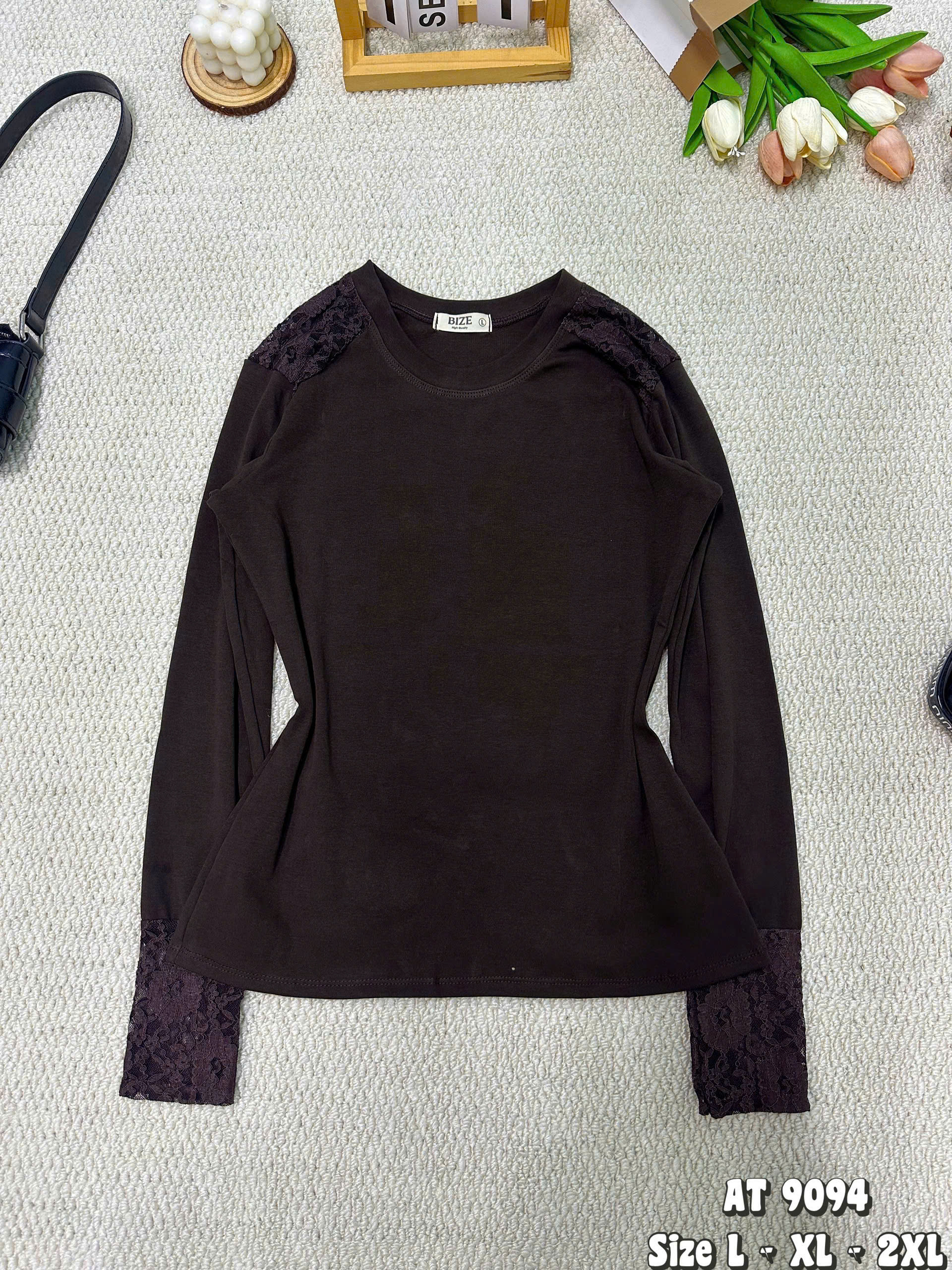 BIGSIZE - Áo thun tay dài phối ren T-AT9094_thumbnail_5