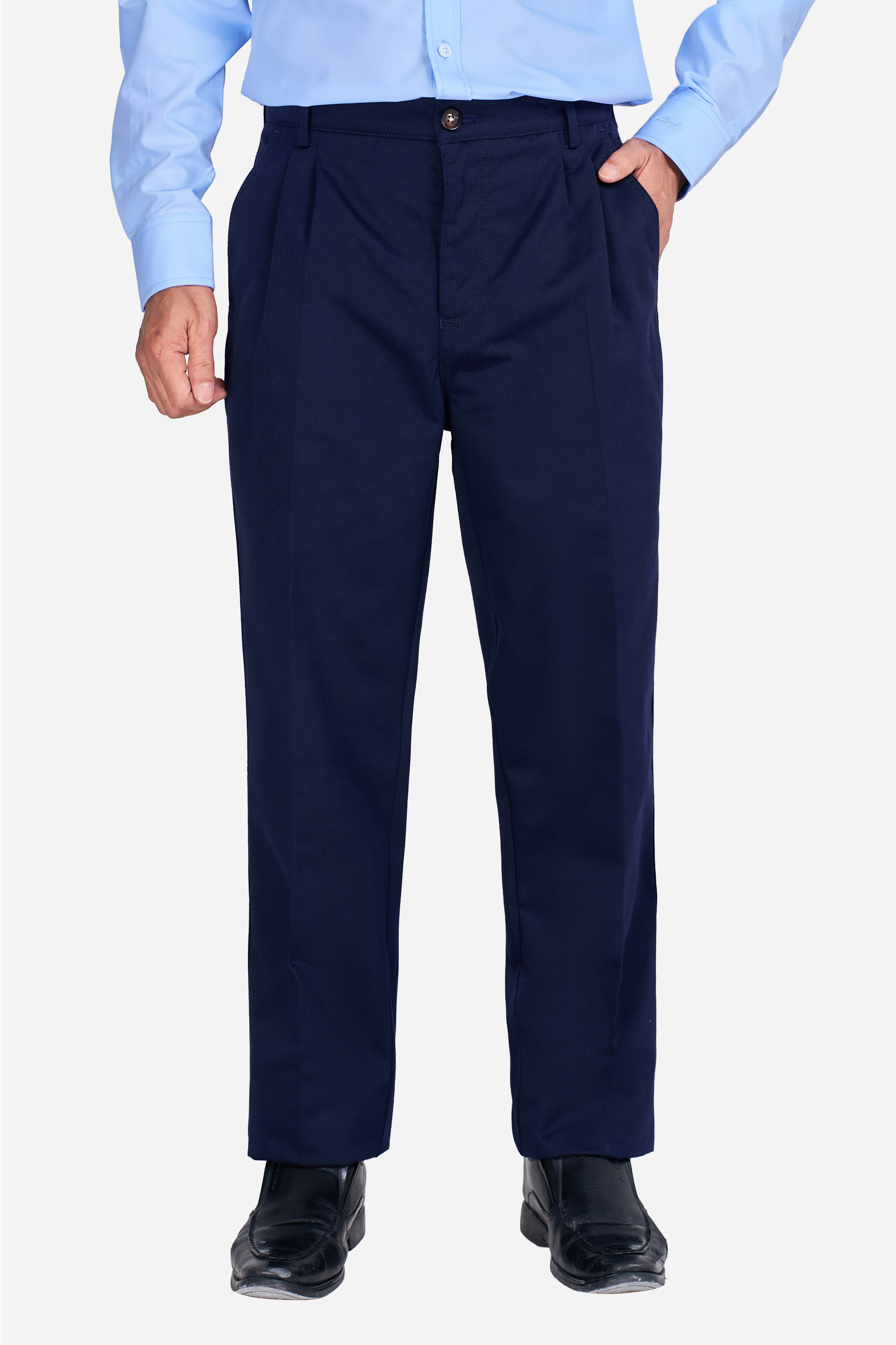 Quần Kaki Thô 2 Li Nam Trung Niên ANCHI Phom Suông Ống Rộng Màu Xanh Đen