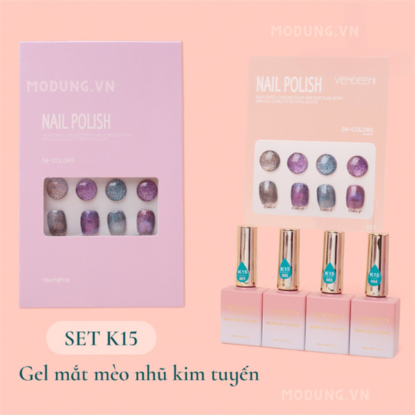 Set sơn gel - 4 màu - mắt mèo - VENDEENI - Mã K15
