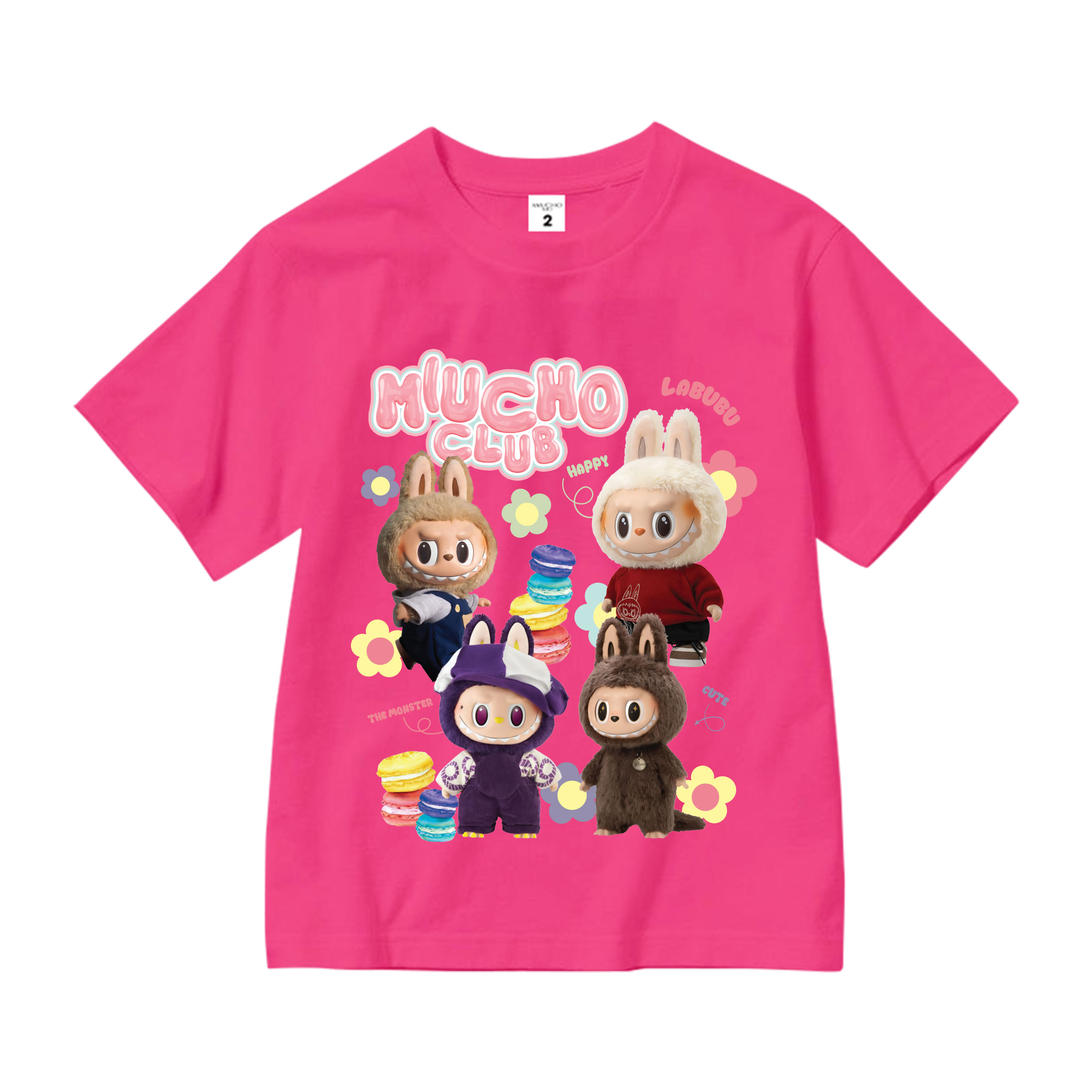 Áo thun bé gái labubu dễ thương nhiều màu sắc AED1464 Miucho Kid vải cotton thoáng mát cổ tròn in graphic_thumbnail_9