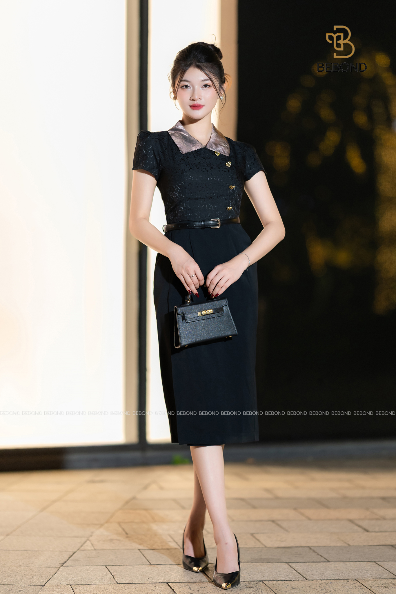 Đầm cổ sơ mi KAYLIN màu ĐEN_thumbnail_2