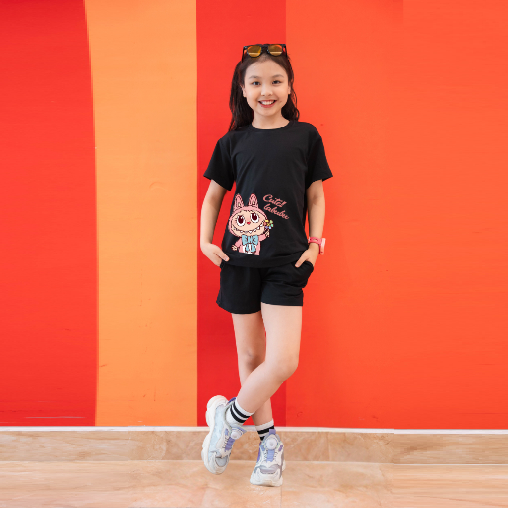 Bộ quần áo bé gái in hình 'Cute Labubu' - Loza Kids SB115