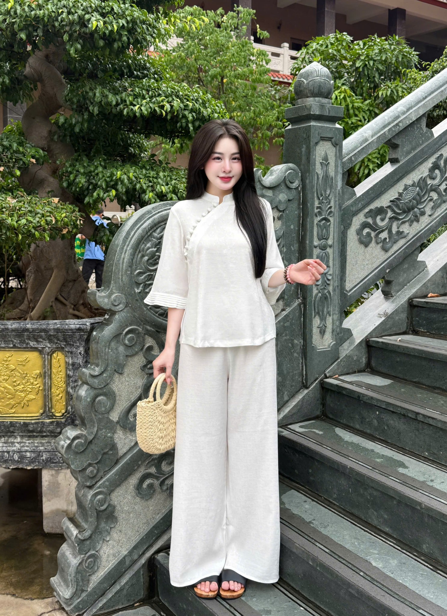 PP342 Pháp phục lễ chùa cao cấp Tinh Nhi tay xếp ly_thumbnail_16